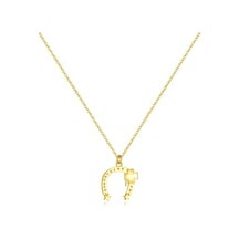 Lucky Charm Nal Yonca Minimal Kadın Gümüş Kolye Altın