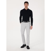 Cacharel Açık Gri Slim Fit Pamuk Karışımlı Kanvas Pantolon