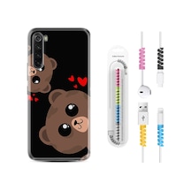 Xiaomi Redmi Note 8 Kılıf +Kablo Koruyucu Love Animals 1780 Siyah