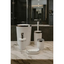 Makri Home Banyo Seti 5'li,akrilik-çöpkovası,wc Fırçalık,sıvı Sabunluk,diş Fırçalık,el Sabunluk Bordo