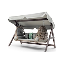 Swing Saltanat Ahşap Rattan Salıncak Dış Mekan Bahçe Balkon Ve Te Ceviz