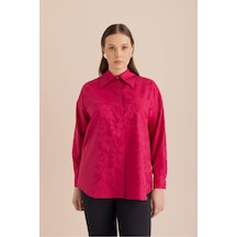 Aker Jakar Desenli Cotton Gömlek Fuşya Fuşya