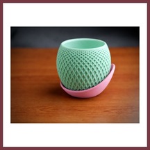 Storeşahin 3d Baskı Küre Saksı - Kafes Dokulu İki Parçalı Dekoratif Saksı - Mint-pembe Shn0720