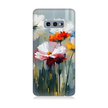 Samsung Galaxy S10e Uyumlu Soyut Çiçek Dokunuşları Desenli Silikon Kılıf Çok Renkli