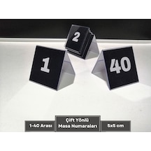 Şeffaf Etiket İsimlik Masa Numaralar Siyah Çift Yön 1-40 Arası Ayaklı Numaralar