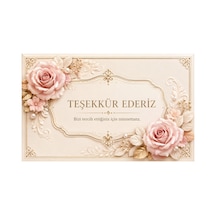 3d Görünümlü Premium Teşekkür Kartları Seti Zarif Çiçek Ve Altın Detaylı Tasarımlar - Beyaz - 036