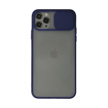 Apple iPhone  Uyumlu,  11 Pro Max Kılıf Palm Buzlu Kamera Sürgülü Silikon - Lacivert