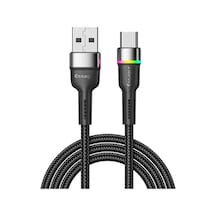 Essager Led Işıklı 2 Metre 3a Usb To Type-c Ultra Hızlı Şarj Kablosu,dayanıklı Renkli Led Işıklı Kablo