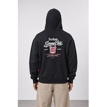 Respire Erkek Served Cold Baskılı Oversize Hoodie Siyah