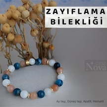 Doğal Taş Bilekliği Aa Kalite Ay Taşı, Güneş Taşı, Apatit Çok Renkli