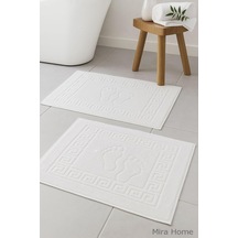 2'li Ayak İzli Banyo Ayak Havlusu%100 Pamuklu Renkli 50x70 Cm