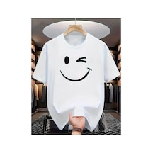 Medinenur Emoji Baskılı Basic T-shirt Beyaz