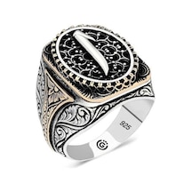 Gümüş Elif Oval Erkek Yüzük - 555892545