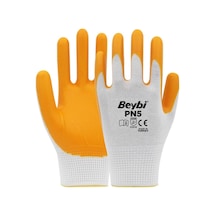 Pn5 Sarı No10 Polyester Astarlı Nitril İş Eldiveni 12 Çift