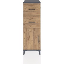 Hyperion Dolap Tek Raflı 2 Çekmeceli Tek Kapaklı 44x44x134 Antrasit-çam Antrasit