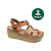 Venüs Tenrag Hakiki Deri Comfort Ortopedik Kadın Sandalet Taba