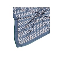 Mim Eşarp Ebruli Kışlık Desenli Eşarp 95x95 Cm İndigo - Krem