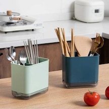 Novahub Gri Çok Fonksiyonlu Kaşık Çatal Çubuk Tutucu, Mutfak Organizatörü, Drenaj Raf, 2 Katmanlı, Mutfak İçin Gri