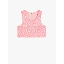 Koton Bisiklet Yaka Kolsuz Çiçek Baskılı Crop Atlet Pembe Desenli 5skg30002ak Pembe Desenli Pembe