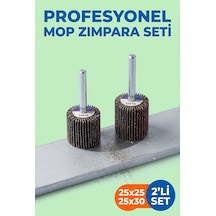 25x25 + 25x30 Mm Saplı Mop Zımpara Seti 2 Adet Matkap Ucu Çapak Alma Zımparası