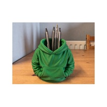 Alvera Kapüşonlu Sweatshirt Kalemlik 3d Baskı Masaüstü Organizer-yeşil