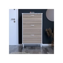 Varbi Antre Hol 72x127x26 Cm Lik 3 Düşer Kapak 6 Göz Bölmeli Ayakkabılık Beyaz