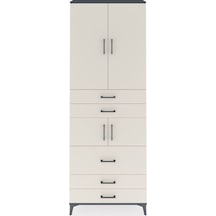 Arges Dolap 4 Raflı 5 Çekmeceli 4 Kapaklı 88x30x243 Antrasit-aytaşı Antrasit