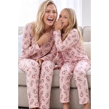 Siyah İnci Desenli Termal Kumaşlı Ultra Soft Yumuşak Örme Pijama Takımı 26226916 Pembe