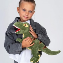 İthal Soft Kumaş Xl Boy Dinozor Tyrannosaurus T-rex Figür Peluş Oyuncak Uyku & Oyun Arkadaşı 55 Cm. Yeşil
