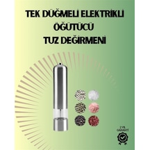 Mey İthalat Pilli Otomatik Baharat Değirmeni Gıda Sınıfı Çelik Sessiz Öğütücü Alet Gümüş