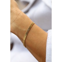 14 Ayar Altın Çizgili Çivi Model Bileklik Blk28171 Sarı Altın