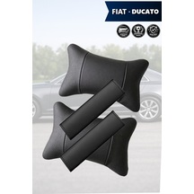 Fiat Ducato Uyumlu Set Siyah Deri Kemer Koruyucu Lüks Deri Yastık