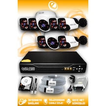Elitcam 8 Kameralı Panda 2 İç Kamera Set 2 TB HDD Full HD Gece Görüşlü Güvenlik Kamerası Sistemi