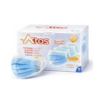 Atos 3 Katlı Filtreli Lastikli Medikal Maske 50'li