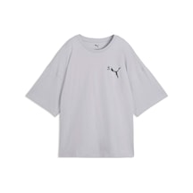 Puma Graphıc Bubble Kadın Geniş Kesim Tişört 634590 82 Gri