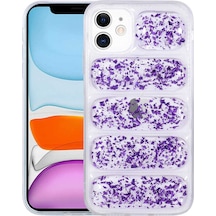 Mobilteam Apple iPhone 11 Uyumlu Kamera Korumalı Simli Aihttg'li Dalga Kılıf-mor Mor