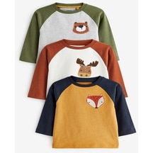Erkek Çocuk Çok Renkli Next Uzun Kollu Karakterli T-shirtler 3'lü Paket 3 Aylık-7 Yaş