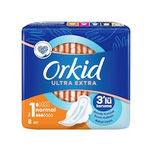 Orkid Ultra Kanatlı Normal Hijyenik Ped 8'li - %100 Sızıntı Koruması 8'li Avantaj Paketi - 8 Ad Tarı