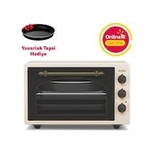 Simfer 4295 Retro Bej 42LT  Turbo Fan Mini / Midi Fırın – 6 Fonksiyon, Yoğurt Yapma & Buz Çözme Özellikli