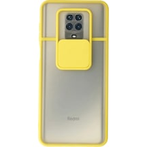 Xiaomi Redmi Note 9 Pro Kılıf Palm Buzlu Kamera Sürgülü Silikon - Sarı -