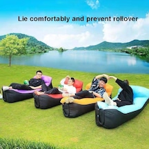 Koyu Mavi Taşınabilir Açık Tembel Şişme Kanepe Kamp Şişme Yatak Park Hava Yatağı Uyku Pedi Koyu Mavi
