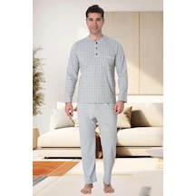Mecit Pijama Mecit 22759 Gri Şardonlu Kışlık Büyük Beden Erkek Pijama Takımı Gri