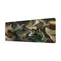 Yeşil Kahverengi Akışkan Soyut 40x90 Cm Oyuncu Mousepad Kaymaz Taban Büyük Boy Mousepad