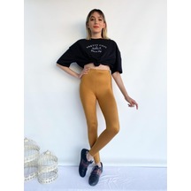 Kadın Metalik Hardal Disco Tayt