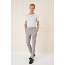 Yandan Tokalı Çift Pileli Esnek Pamuk Gri Pantolon P 1160 Gri