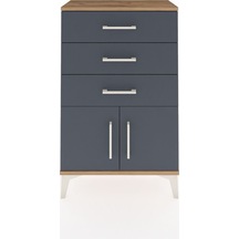 Arges Komodin 3 Çekmeceli 2 Kapaklı 60x30x96 Çam-antrasit Atlas Çam