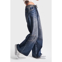 Itsbasic Kadın T.kot Rengi 2w48 Bağcıklı Palazzo Fit Beli Laslikli Denim Jean Kırmızı