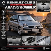 Renault Clio 2 Araç Ön Cam Güneşliği Katlanabilir Şemsiye Oto Güneşlik Uv Korumalı Gölgelik Araba Oto Şemsiyesi