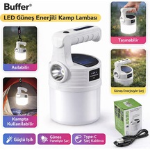 Plentiful Led Güneş Enerjili Kamp Lambası 2000 Lümen Süper Parlak, 5 Aydınlatma Modlu,usb İle Şarj Edilebilir Dış Mekan,asılabilir Torch El Feneri Beyaz