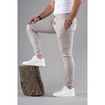 Slimfit Dar Paça Beli Lastikli İplikli Likralı Jogger Pantolon 001